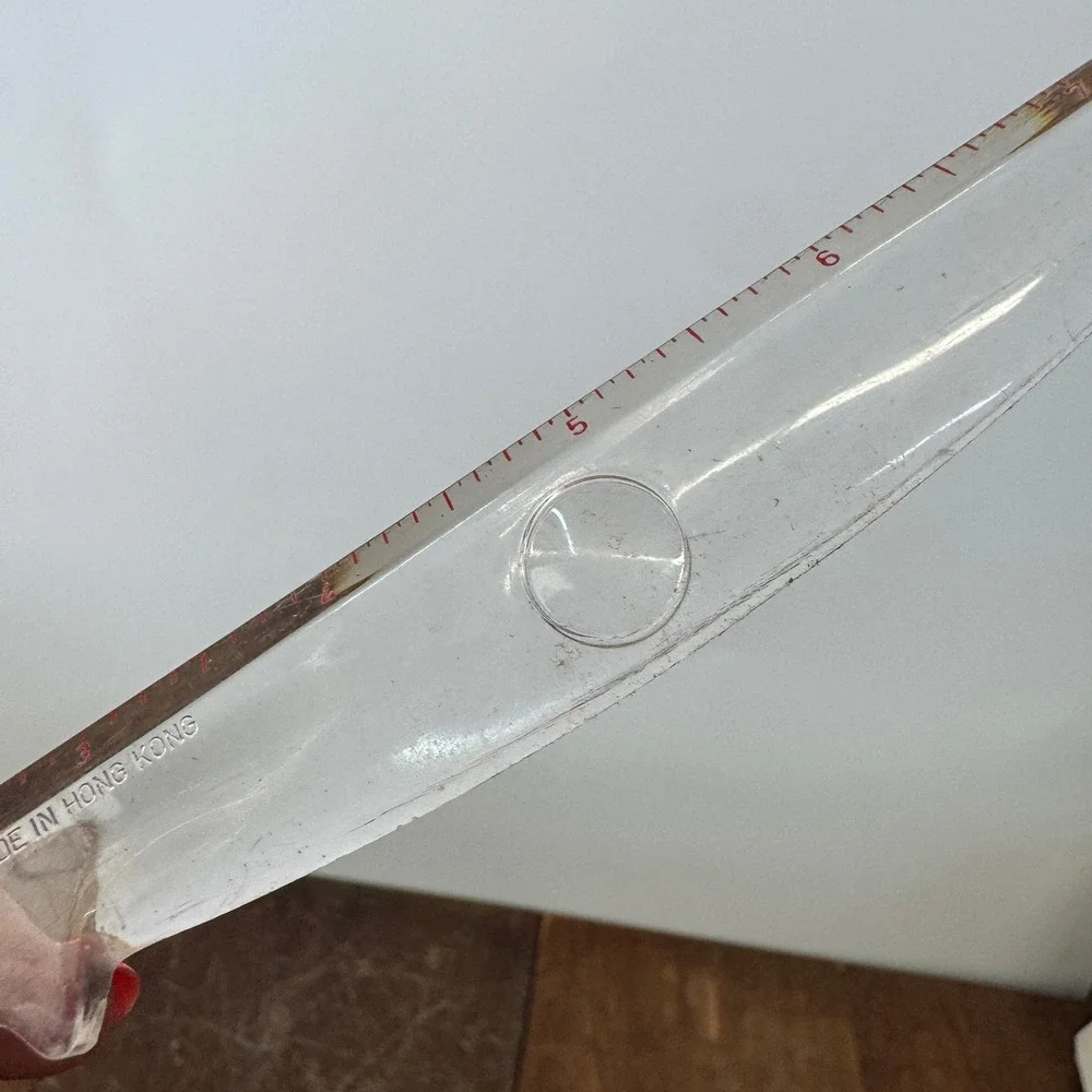 Vintage Hong Kong Novelty Clear Red Plastic Ruler Multipurpose Knife‎